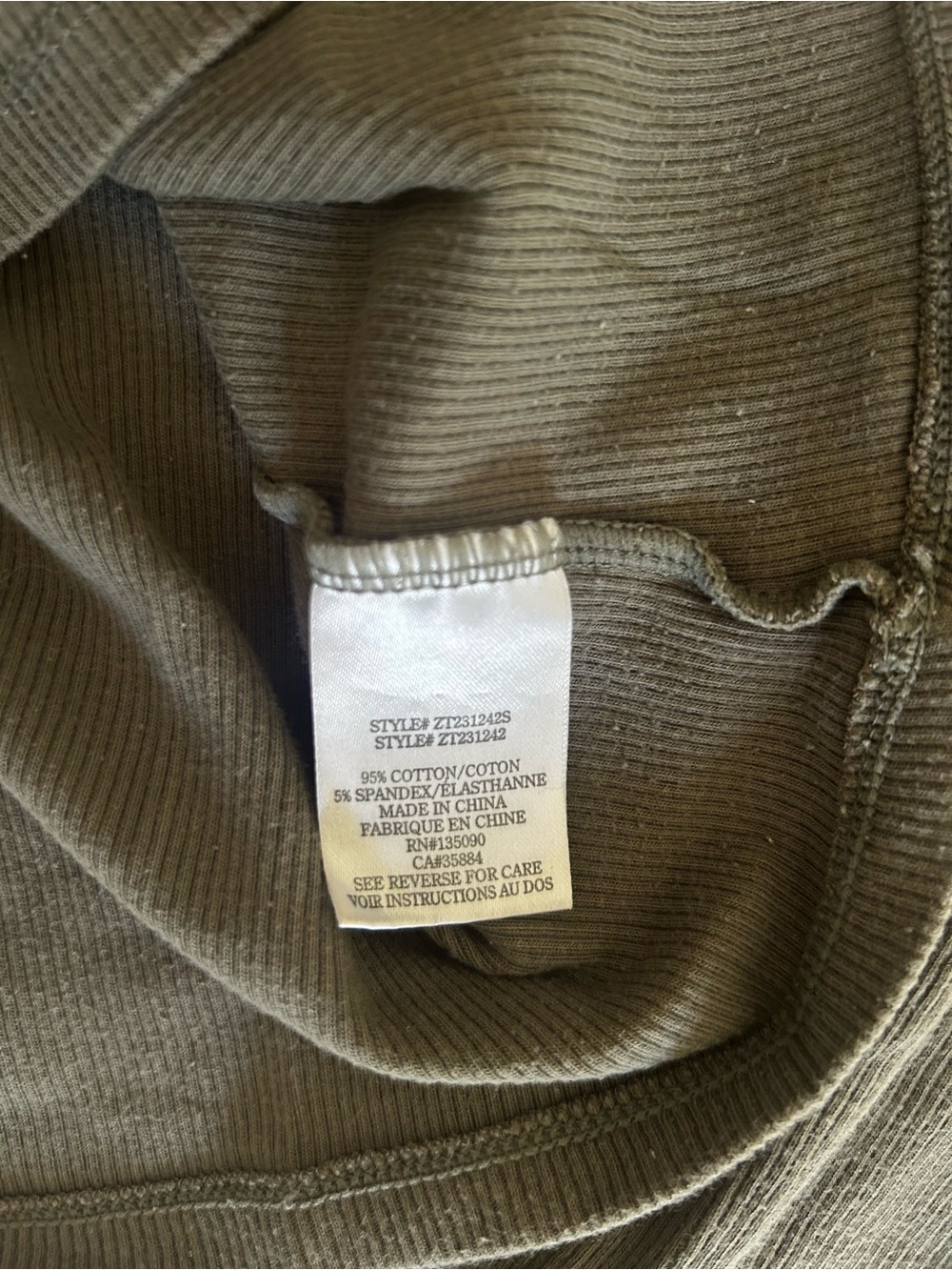 Z Supply Olive Ribbed Long Sleeve Scoop Neck Tee - Picture 3 of 3